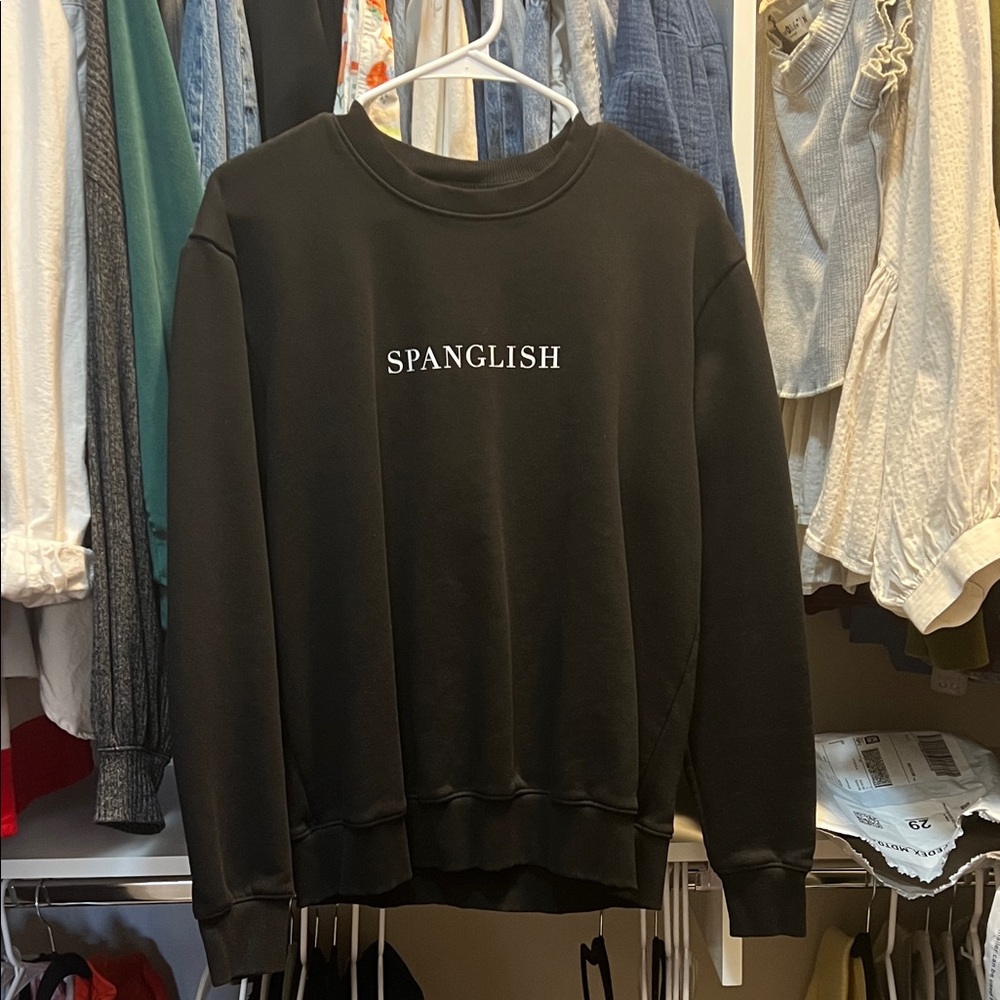 Denim & Flower Black 'Spanglish' Crewneck Sweatshirt